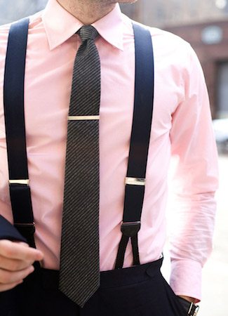 Suspenders with Pink Dress Shirt