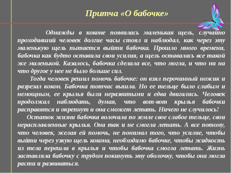 Притча о бабочке презентация