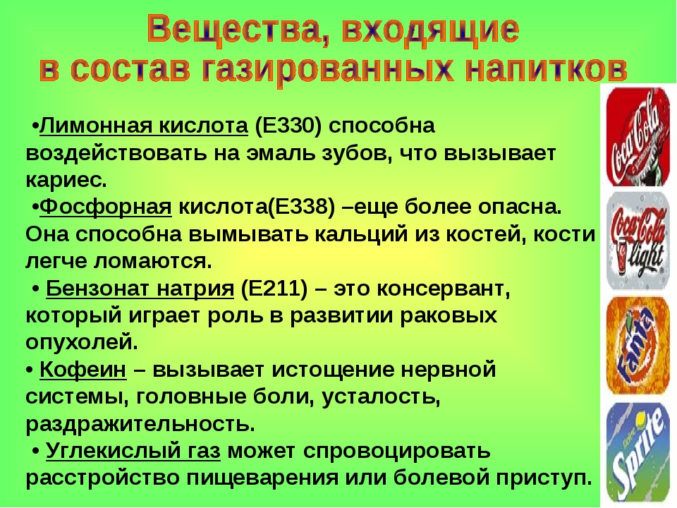 Влияние газированных напитков на организм человека презентация